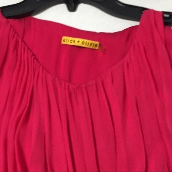 Alice+Olivia Pleated Silk Mini Dress Raspberry S - Picture 7 of 8